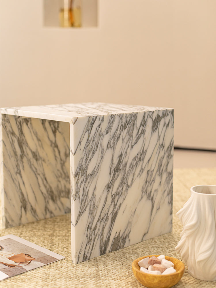 Arabescato Corchia Marble Single Layer Side Table