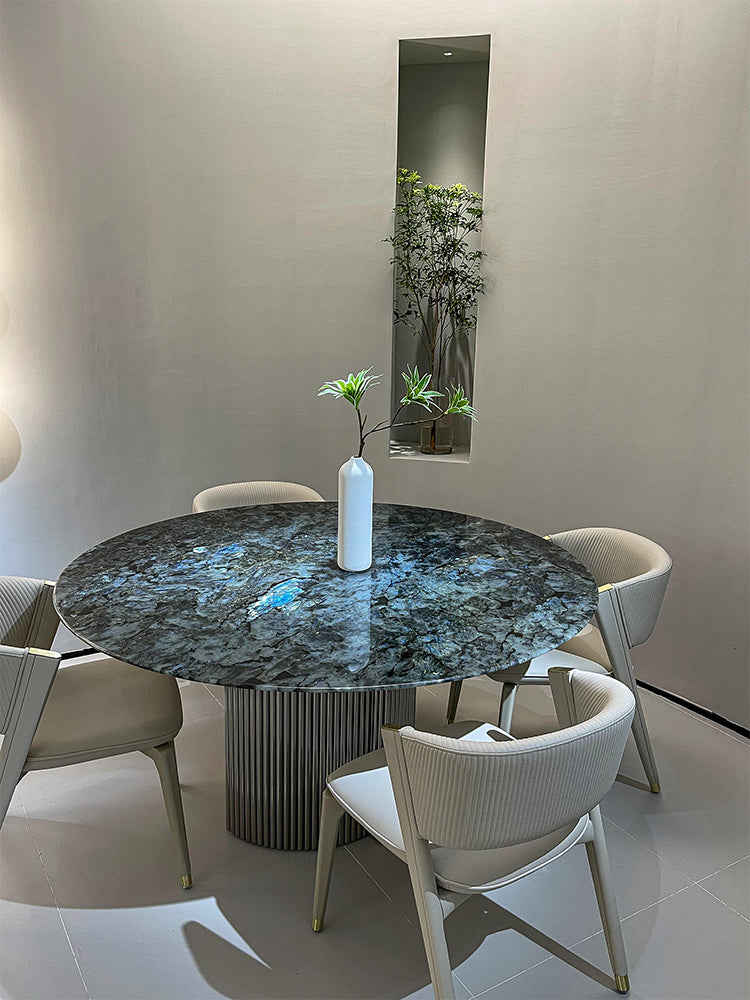 Blue Emerald Marble Round Dining Table